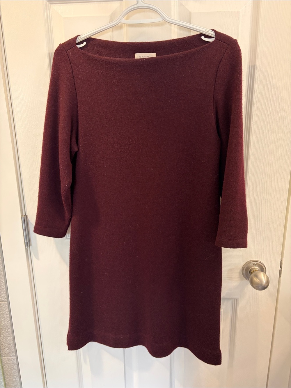 Women’s Long-Sleeve Knit Dress in Burgundy